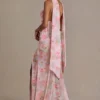 Vestido largo con detalle de bufanda adornada Primrose Premium con estampado floral rosa