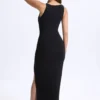 Vestido largo con escote pronunciado y aberturas Zora en negro