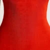 Vestido largo con espalda abierta de jersey texturizado Noelia en rojo intenso