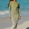 Vestido largo con espalda abierta Naura en verde oliva