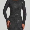 Vestido largo con espalda abierta y adornos Jailene en negro