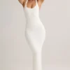 Vestido largo con espalda nadadora Imelda de modal en blanco