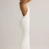 Vestido largo con espalda nadadora Imelda de modal en blanco