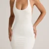 Vestido largo con espalda nadadora Imelda de modal en blanco
