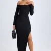 Vestido largo con hombros descubiertos y espalda abierta Honora Modal en negro