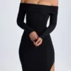 Vestido largo con hombros descubiertos y espalda abierta Honora Modal en negro