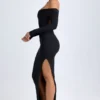 Vestido largo con hombros descubiertos y espalda abierta Honora Modal en negro