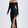 Vestido largo con hombros descubiertos y espalda abierta Honora Modal en negro