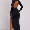Vestido largo de manga larga con capucha Desdemona en negro