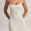 Vestido largo de modal Salma con cuello redondo y tirantes, estampado floral