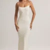Vestido largo de modal Salma con cuello redondo y tirantes, estampado floral