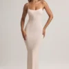 Vestido largo de tirantes con cuello redondo de modal Salma con estampado de rayas
