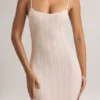 Vestido largo de tirantes con cuello redondo de modal Salma con estampado de rayas