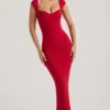 Vestido largo Dolcezza con escote corazón en rojo