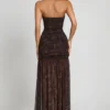 Vestido largo fruncido con top bandeau y adornos de Ersilia en estampado de serpiente con Hotfix