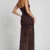 Vestido largo fruncido con top bandeau y adornos de Ersilia en estampado de serpiente con Hotfix