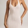 Vestido largo Hallie de modal con cuello halter y estampado de rayas