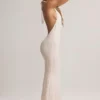 Vestido largo Hallie de modal con cuello halter y estampado de rayas