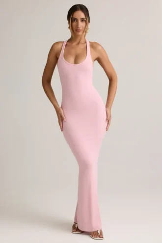 Vestido largo Imelda de modal con espalda nadadora en rosa bebé