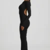 Vestido largo Regine de modal con fruncidos y espalda descubierta en negro