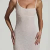 Vestido largo sin espalda con adornos Duhamel en blanco