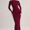 Vestido largo sin espalda con fruncidos Regine de modal en color vino