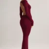 Vestido largo sin espalda con fruncidos Regine de modal en color vino