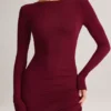 Vestido largo sin espalda con fruncidos Regine de modal en color vino