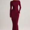 Vestido largo sin espalda con fruncidos Regine de modal en color vino