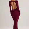 Vestido largo sin espalda con fruncidos Regine de modal en color vino