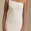 Vestido largo sin espalda Noelia de jersey texturizado en color marfil