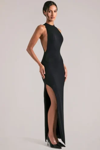 Vestido largo sin mangas Mayda  en negro