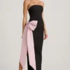 Vestido largo sin tirantes con lazo Angelique en negro