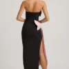 Vestido largo sin tirantes con lazo Angelique en negro