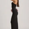 Vestido largo sin tirantes con lazo Angelique en negro