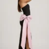 Vestido largo sin tirantes con lazo Angelique en negro