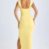 Vestido largo Sloane de modal con escote pronunciado y abertura en el muslo en color sorbete de limón