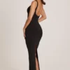 Vestido largo Soreia de modal con cuello cuadrado en negro