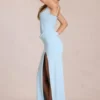 Vestido largo tipo corsé de encaje Zalia en azul claro