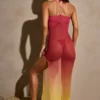 Vestido largo transparente Sorbetto en amarillo multicolor