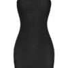 Vestido lencero mini bandeau de malla suave y transparente en negro