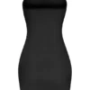 Vestido lencero mini bandeau de malla suave y transparente en negro
