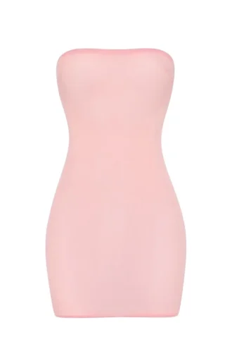 Vestido lencero mini bandeau de malla suave y transparente Intimates en rosa