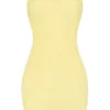 Vestido lencero mini bandeau de malla transparente suave en amarillo