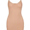 Vestido lencero mini de malla suave con cuello en V de Intimates en melocotón cálido