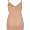 Vestido lencero mini de malla suave con cuello en V de Intimates en melocotón cálido