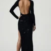 Vestido Leonie con espalda abierta y adornos en negro