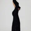 Vestido Leonie con espalda abierta y adornos en negro
