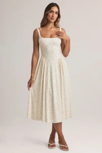 Vestido midi A-line Aireen de modal con estampado floral