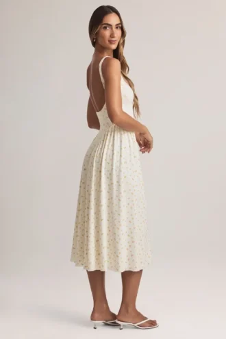 Vestido midi A-line Aireen de modal con estampado floral